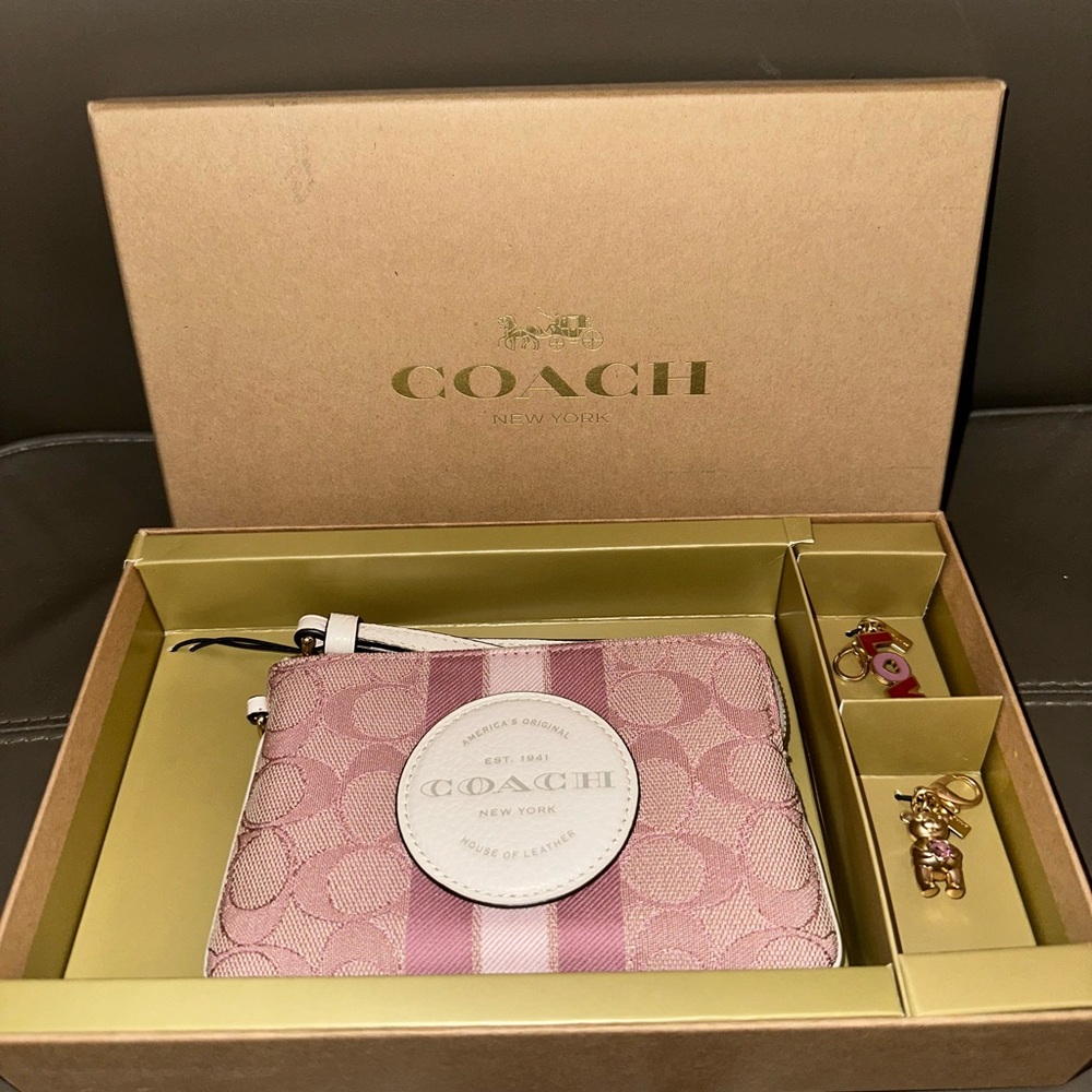 Coach Blush Pink Wallet with Gold Charms